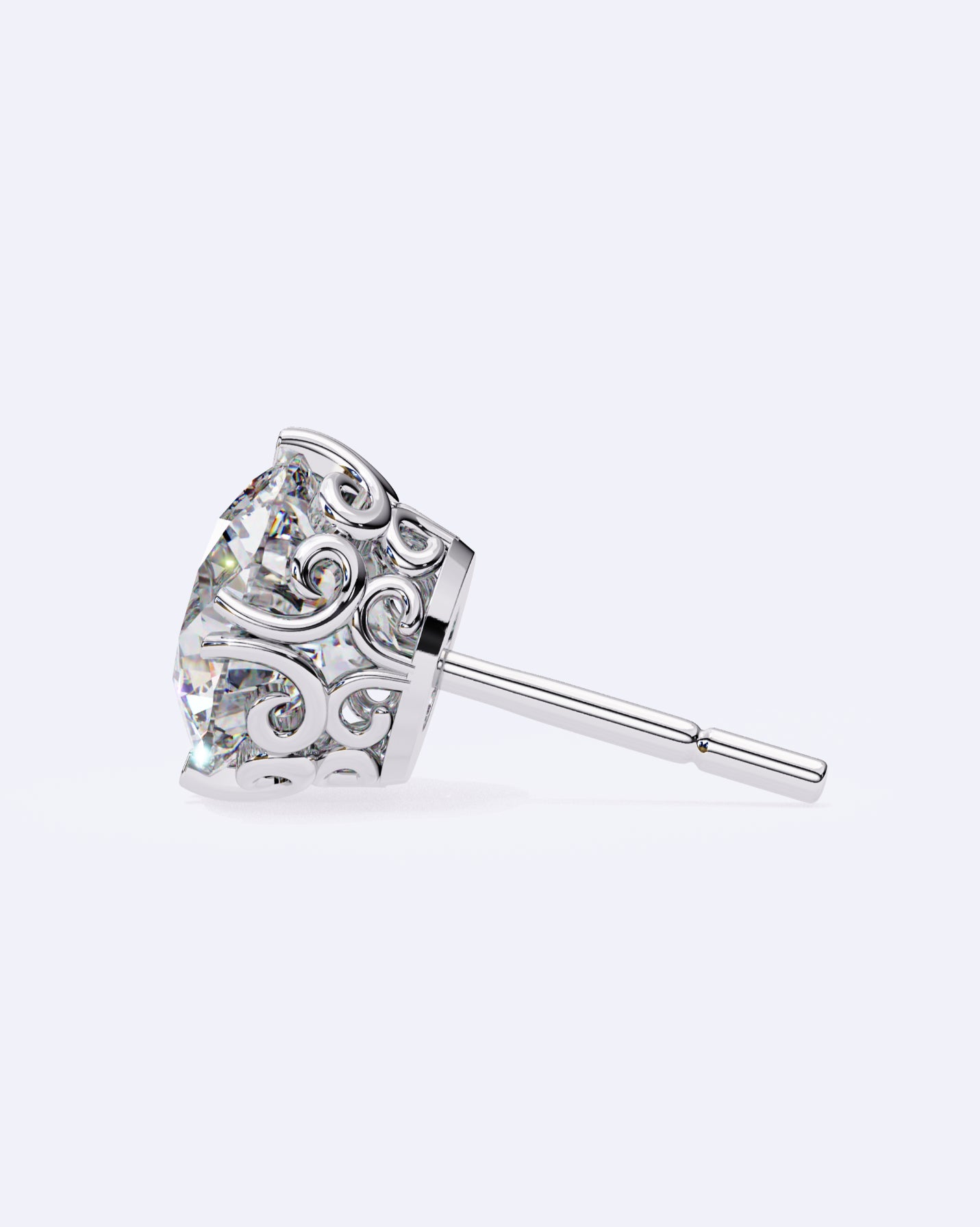 Ornate Crown Diamond Stud