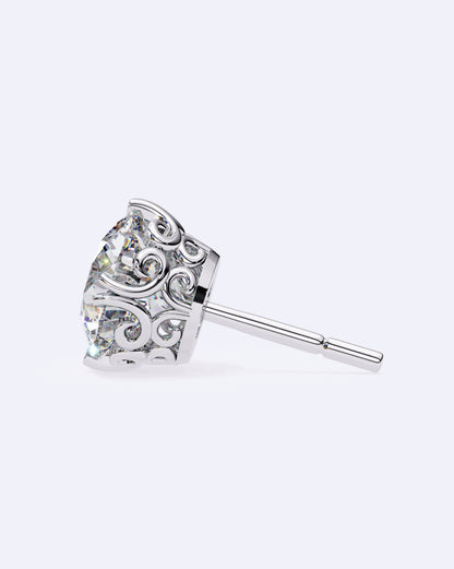 Ornate Crown Diamond Stud