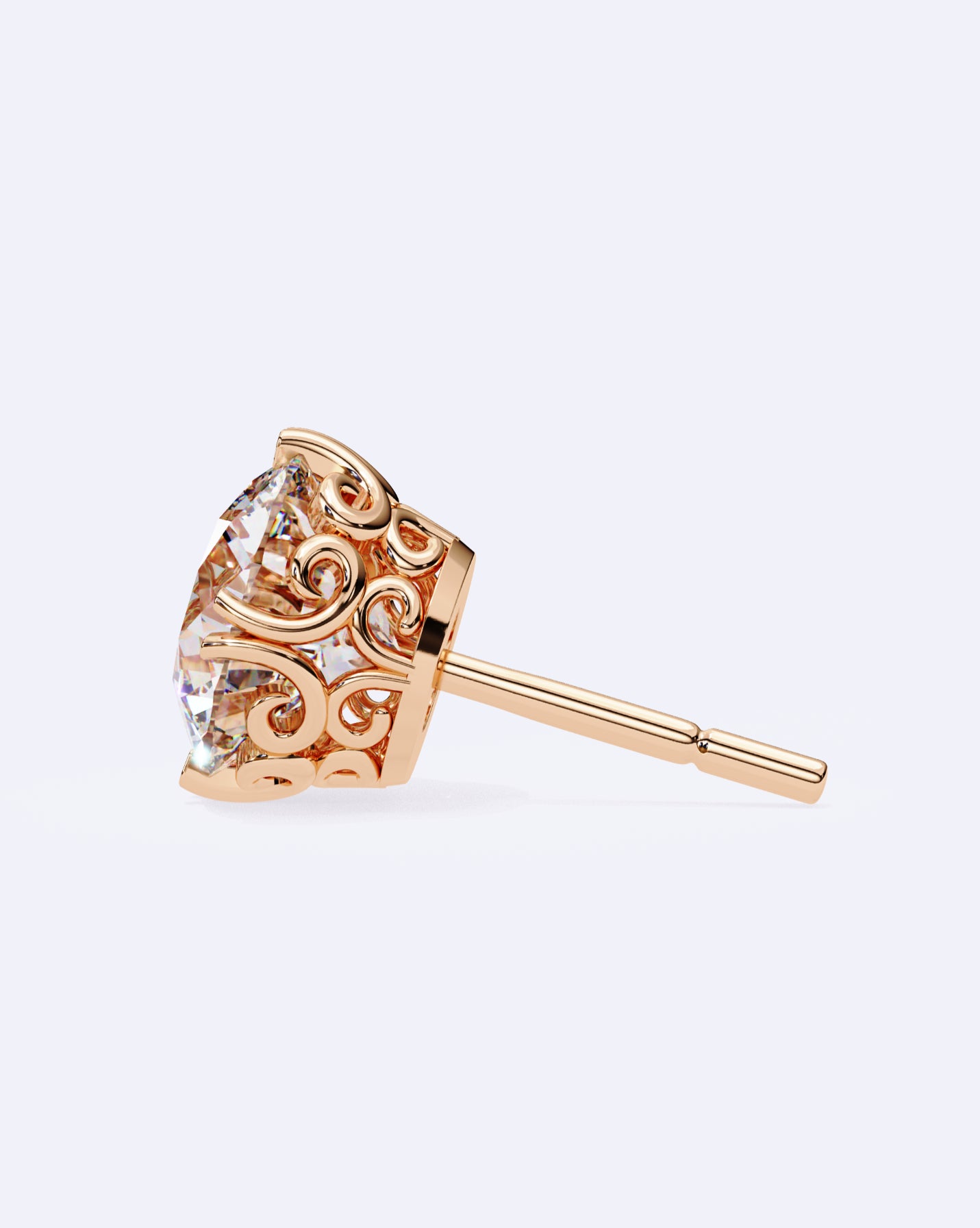 Ornate Crown Diamond Stud