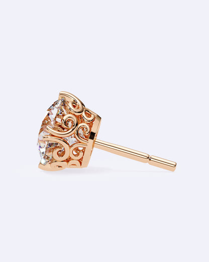 Ornate Crown Diamond Stud