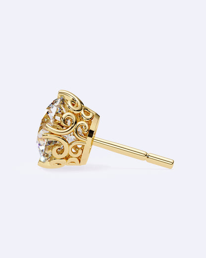Ornate Crown Diamond Stud