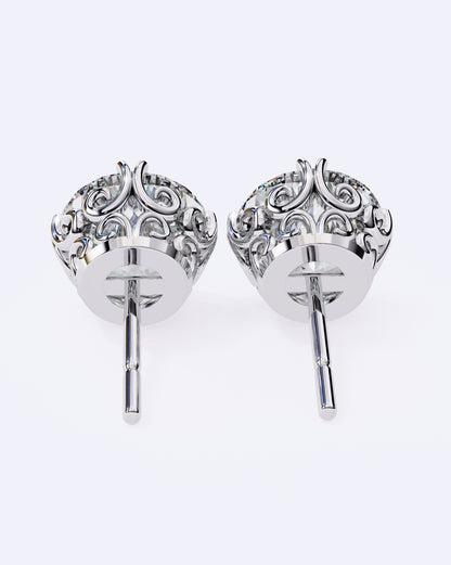 Ornate Crown Diamond Stud