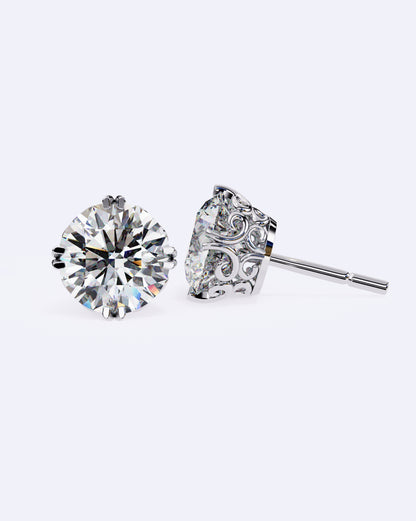 Ornate Crown Diamond Stud