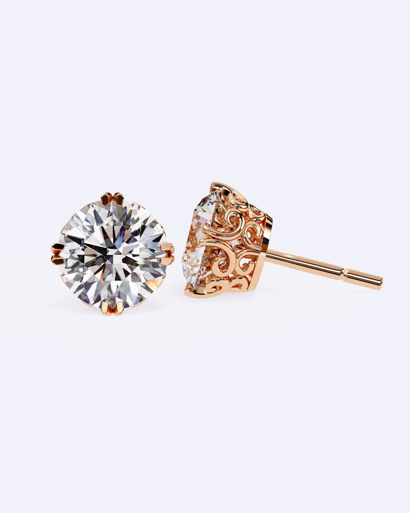 Ornate Crown Diamond Stud