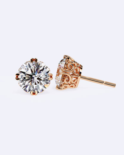 Ornate Crown Diamond Stud