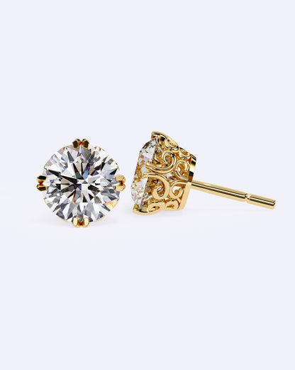 Ornate Crown Diamond Stud