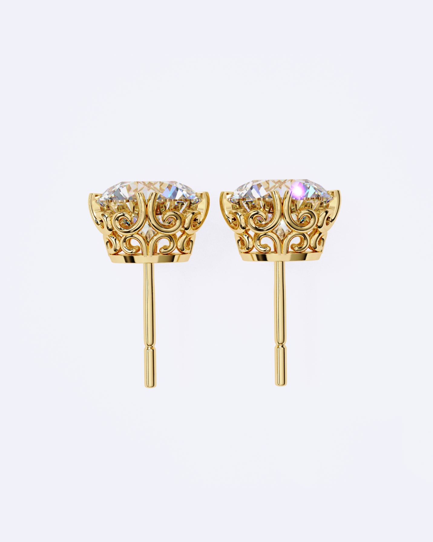 Ornate Crown Diamond Stud