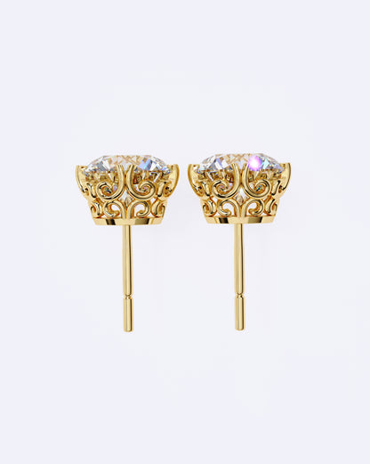 Ornate Crown Diamond Stud