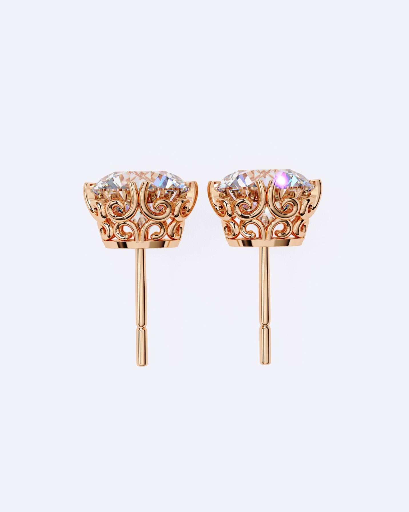 Ornate Crown Diamond Stud