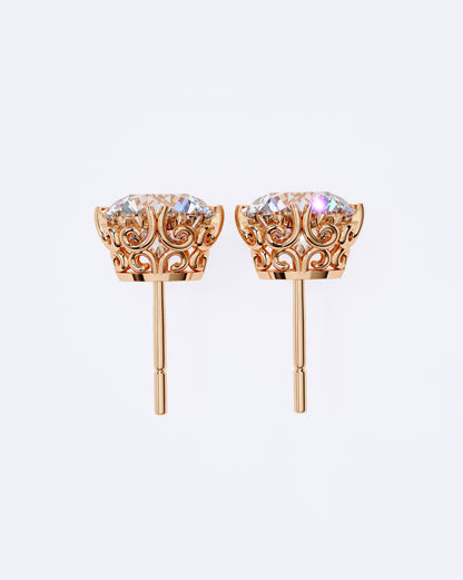 Ornate Crown Diamond Stud