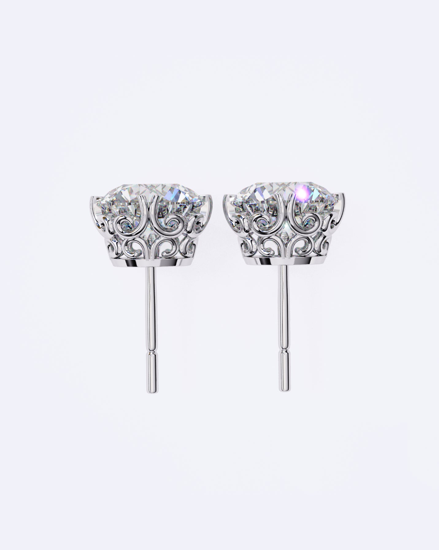 Ornate Crown Diamond Stud