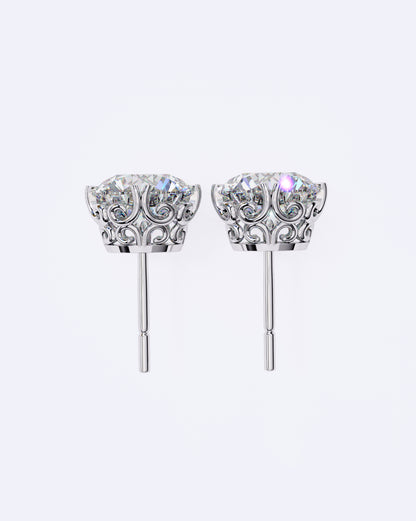 Ornate Crown Diamond Stud