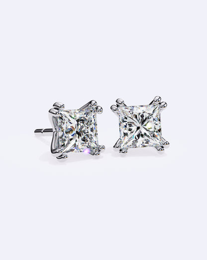 Princess Cut Dual-Prong Stud
