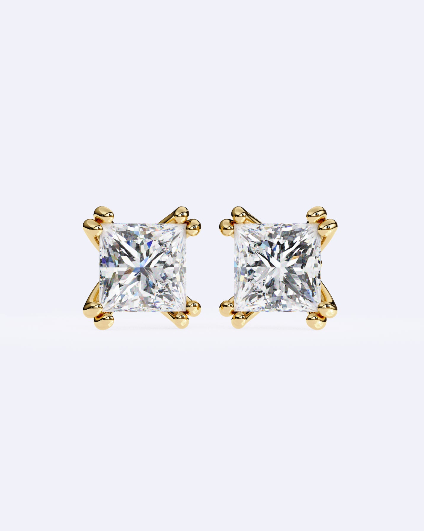 Princess Cut Dual-Prong Stud