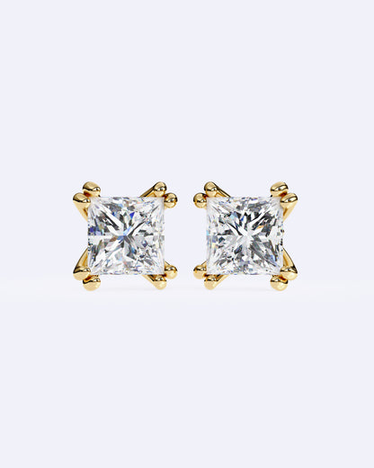 Princess Cut Dual-Prong Stud