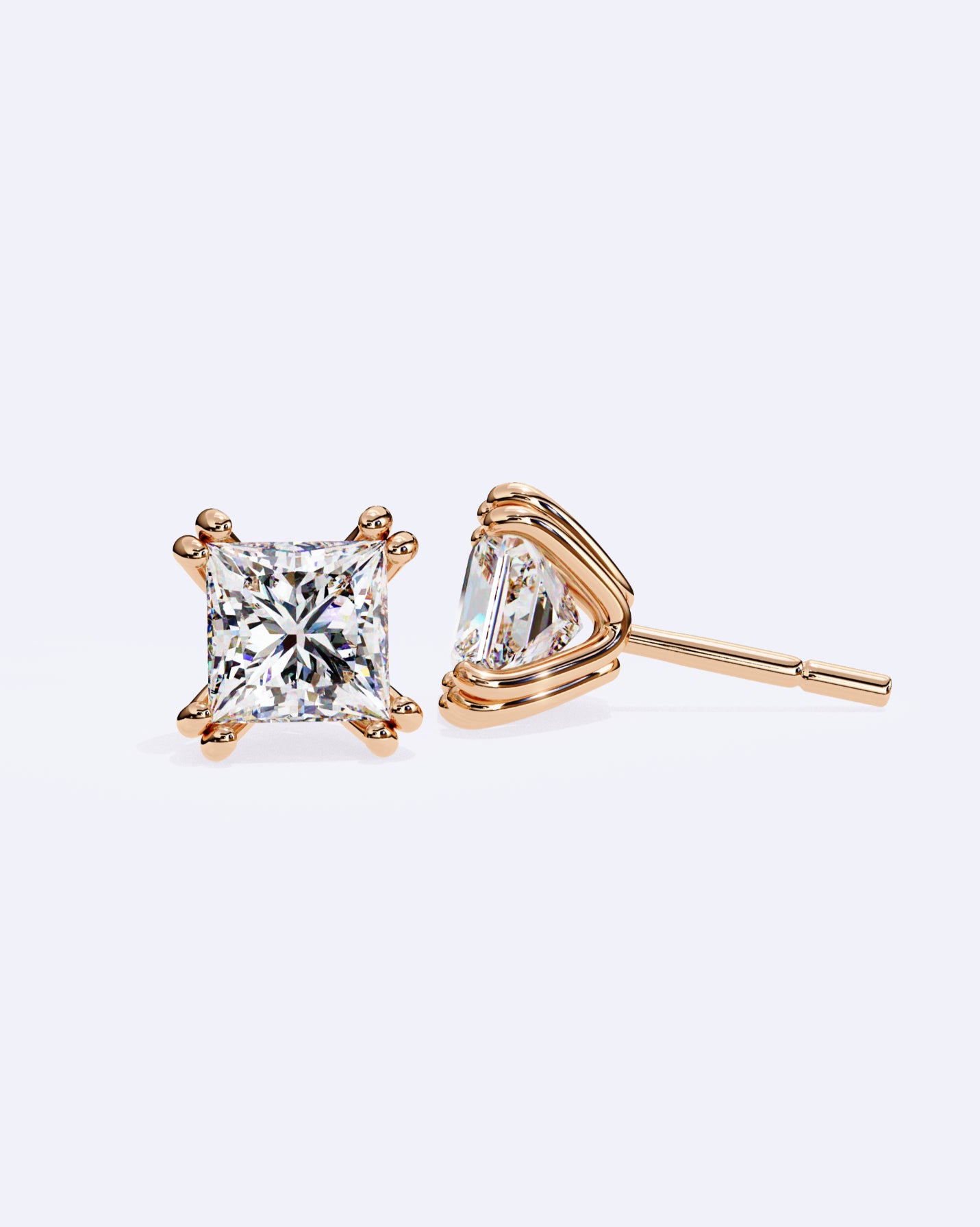 Princess Cut Dual-Prong Stud