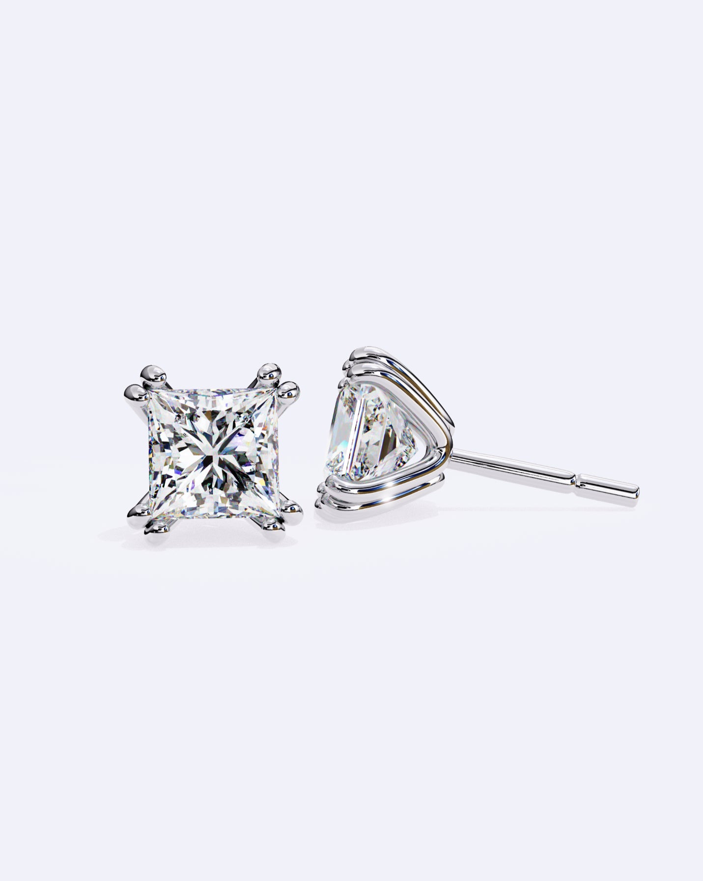 Princess Cut Dual-Prong Stud