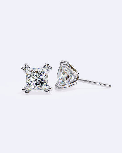 Princess Cut Dual-Prong Stud
