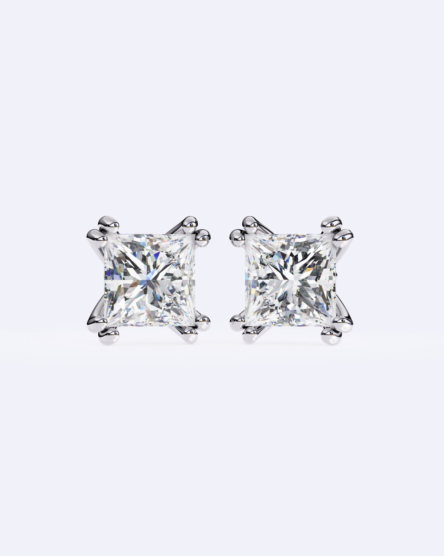 Princess Cut Dual-Prong Stud