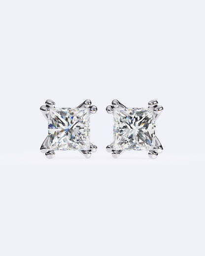 Princess Cut Dual-Prong Stud