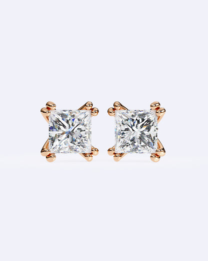 Princess Cut Dual-Prong Stud