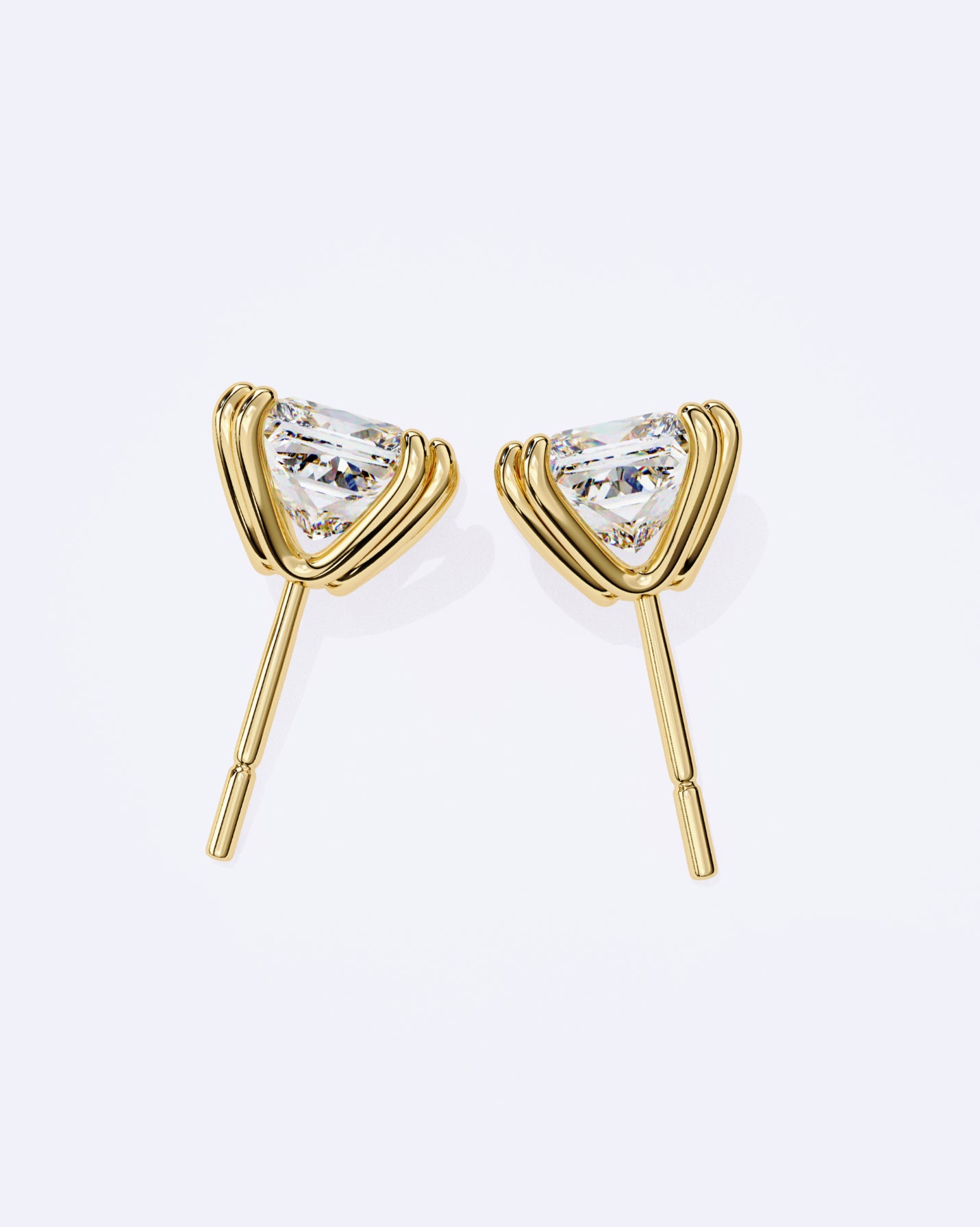 Princess Cut Dual-Prong Stud