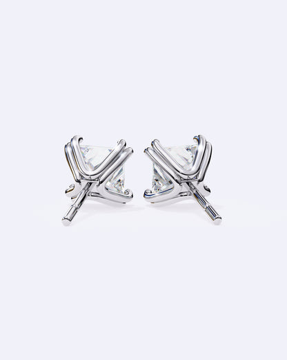 Princess Cut Dual-Prong Stud
