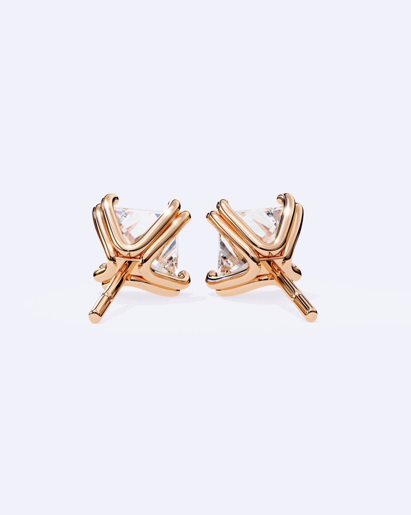 Princess Cut Dual-Prong Stud