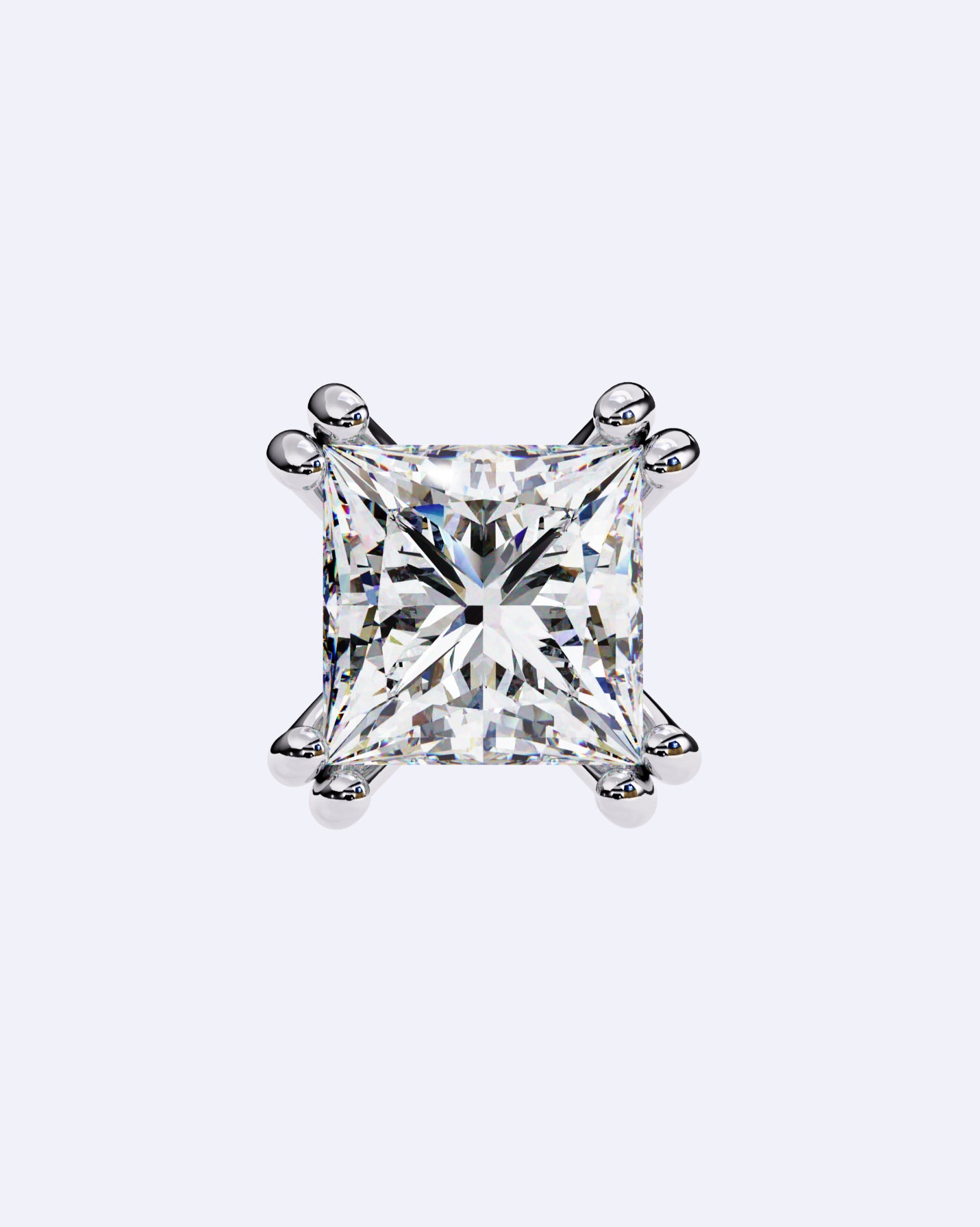 Princess Cut Dual-Prong Stud