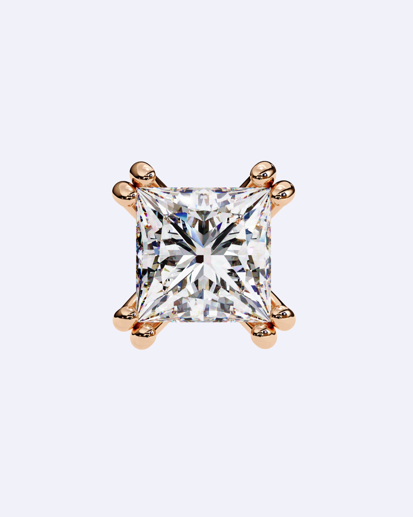 Princess Cut Dual-Prong Stud