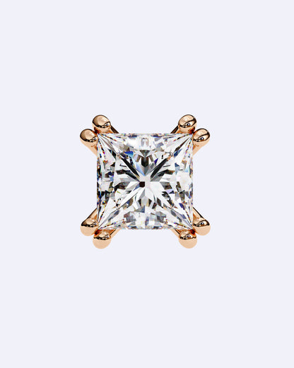 Princess Cut Dual-Prong Stud