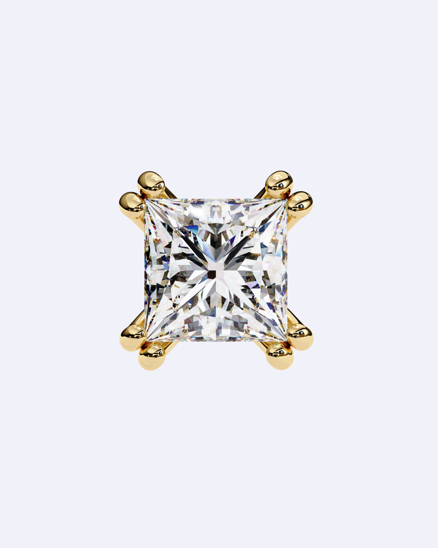 Princess Cut Dual-Prong Stud