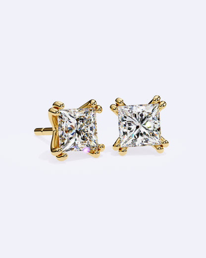 Princess Cut Dual-Prong Stud