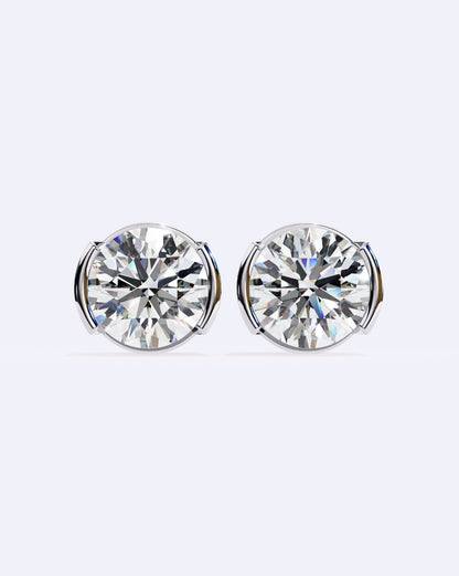 Sculpted Bezel Diamond Stud