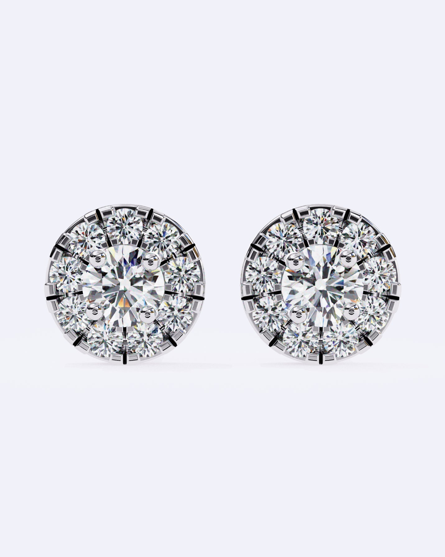 Solitaire Circle Sparkle Studs
