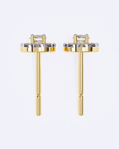 Solitaire Circle Sparkle Studs