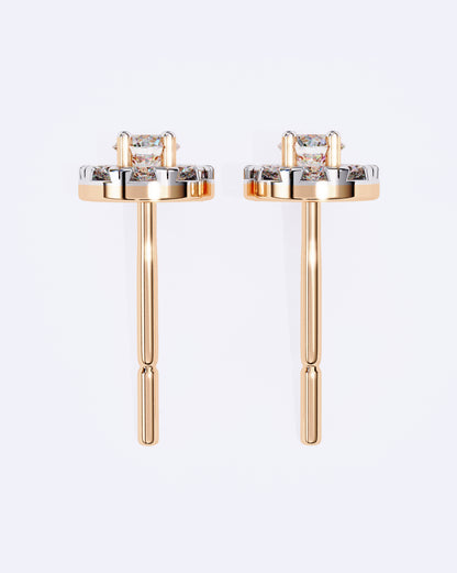 Solitaire Circle Sparkle Studs