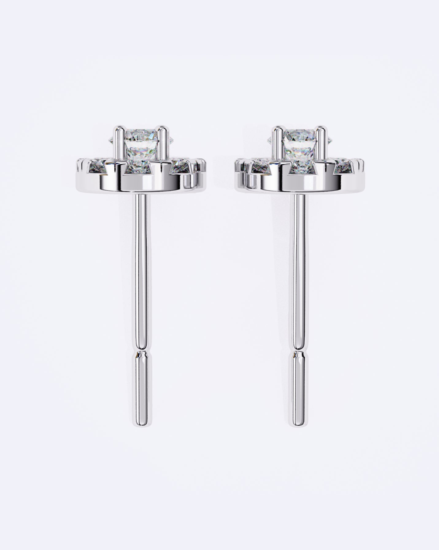 Solitaire Circle Sparkle Studs