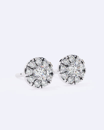 Solitaire Circle Sparkle Studs