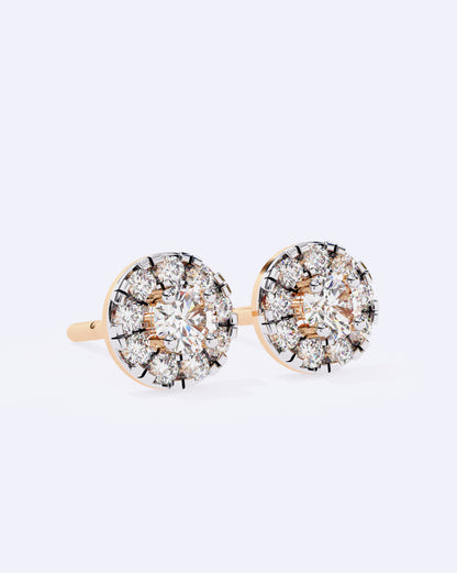 Solitaire Circle Sparkle Studs
