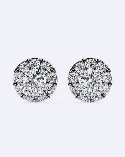 Solitaire Circle Sparkle Studs