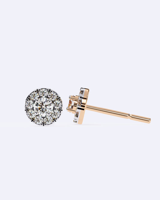 Solitaire Circle Sparkle Studs