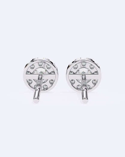 Solitaire Circle Sparkle Studs