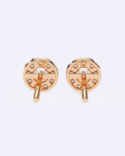 Solitaire Circle Sparkle Studs