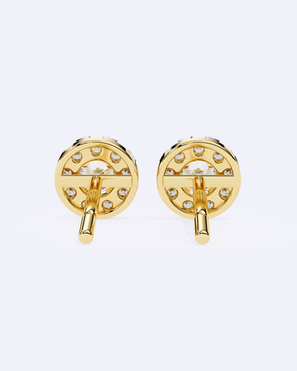 Solitaire Circle Sparkle Studs