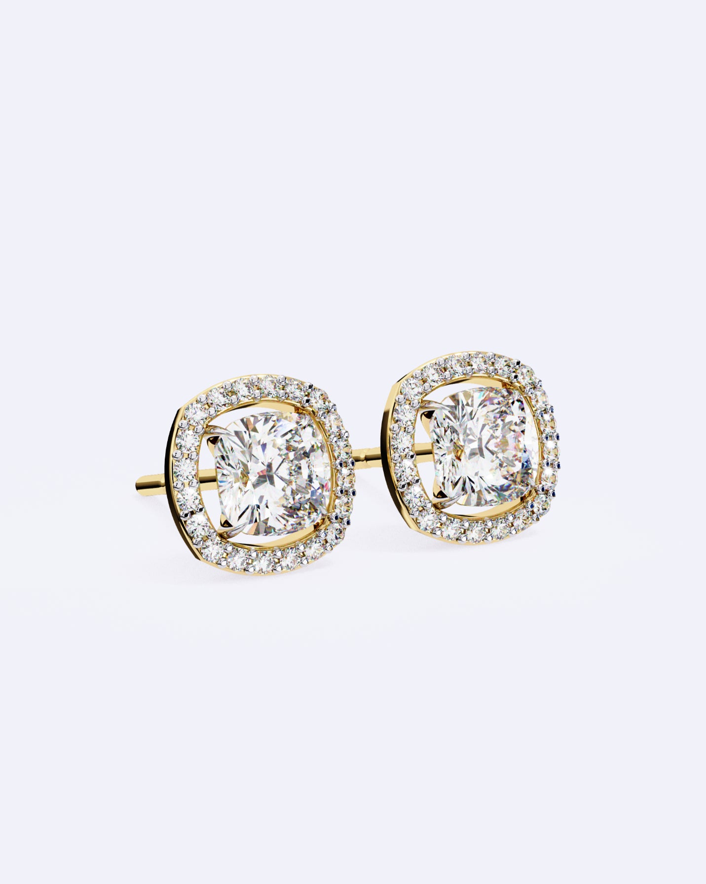 Cushion Halo Solitaire Studs