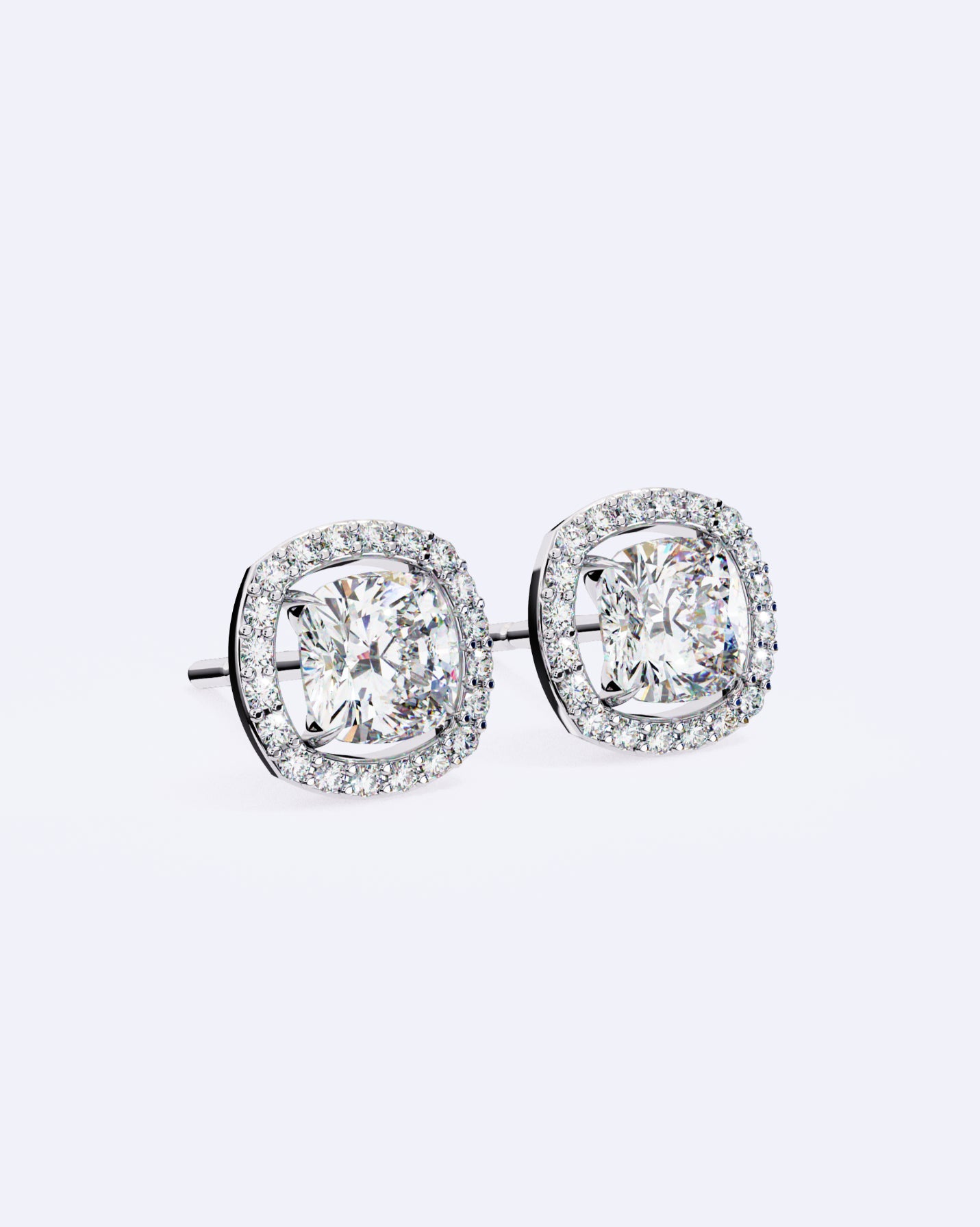 Cushion Halo Solitaire Studs