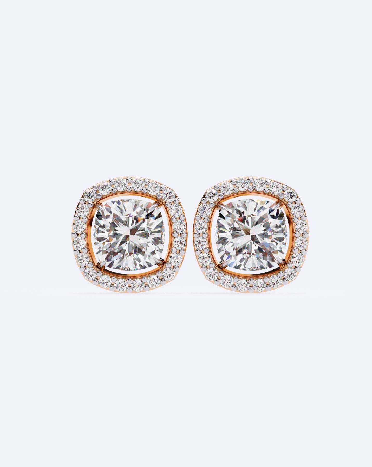 Cushion Halo Solitaire Studs