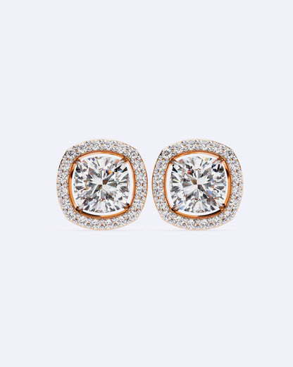 Cushion Halo Solitaire Studs