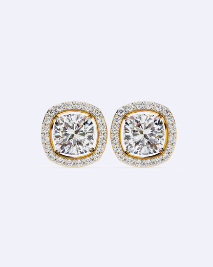 Cushion Halo Solitaire Studs